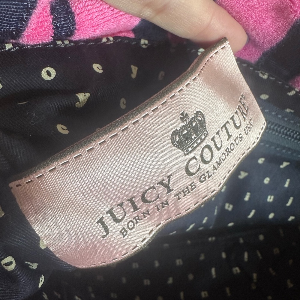 Vintage Y2K Juicy Couture Pink and Black Striped velour bag - Picture 9 of 9